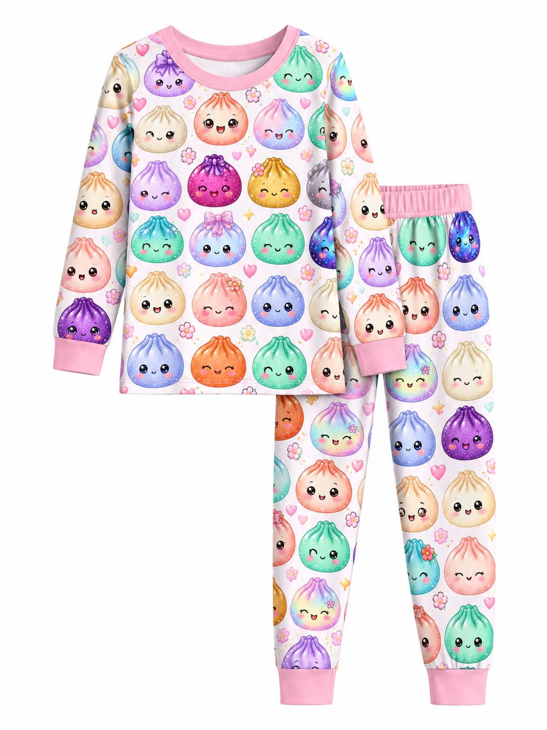 Sparkly Pastel Dumplings Bamboo Two Piece Long Sleeve Pajama Set