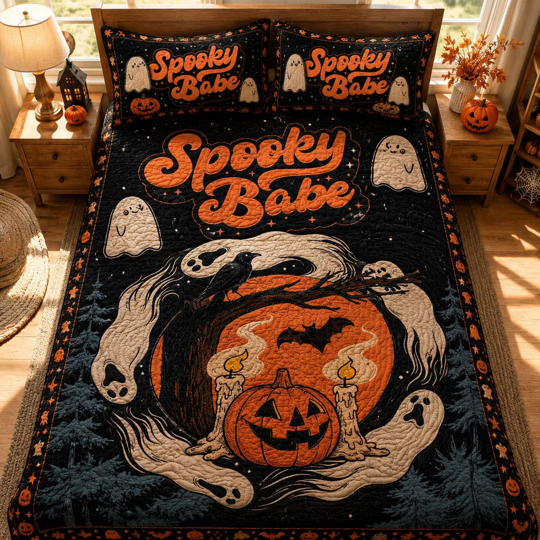 Spooky Babe Halloween Bamboo Quilt Bedding Set