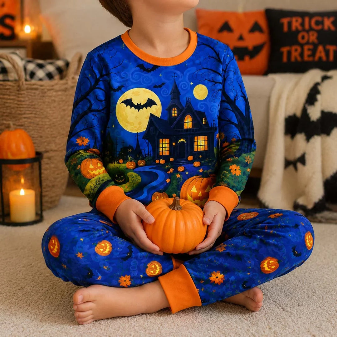 Spooky Pumpkin Garden Bamboo Two Piece Long Sleeve Pajama Set