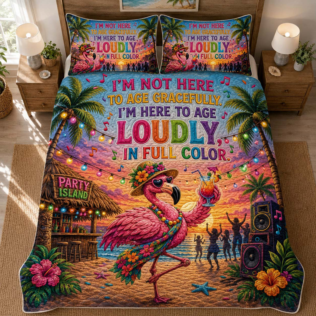 Sunny Flamingo Paradise Bamboo Quilt Bedding Set