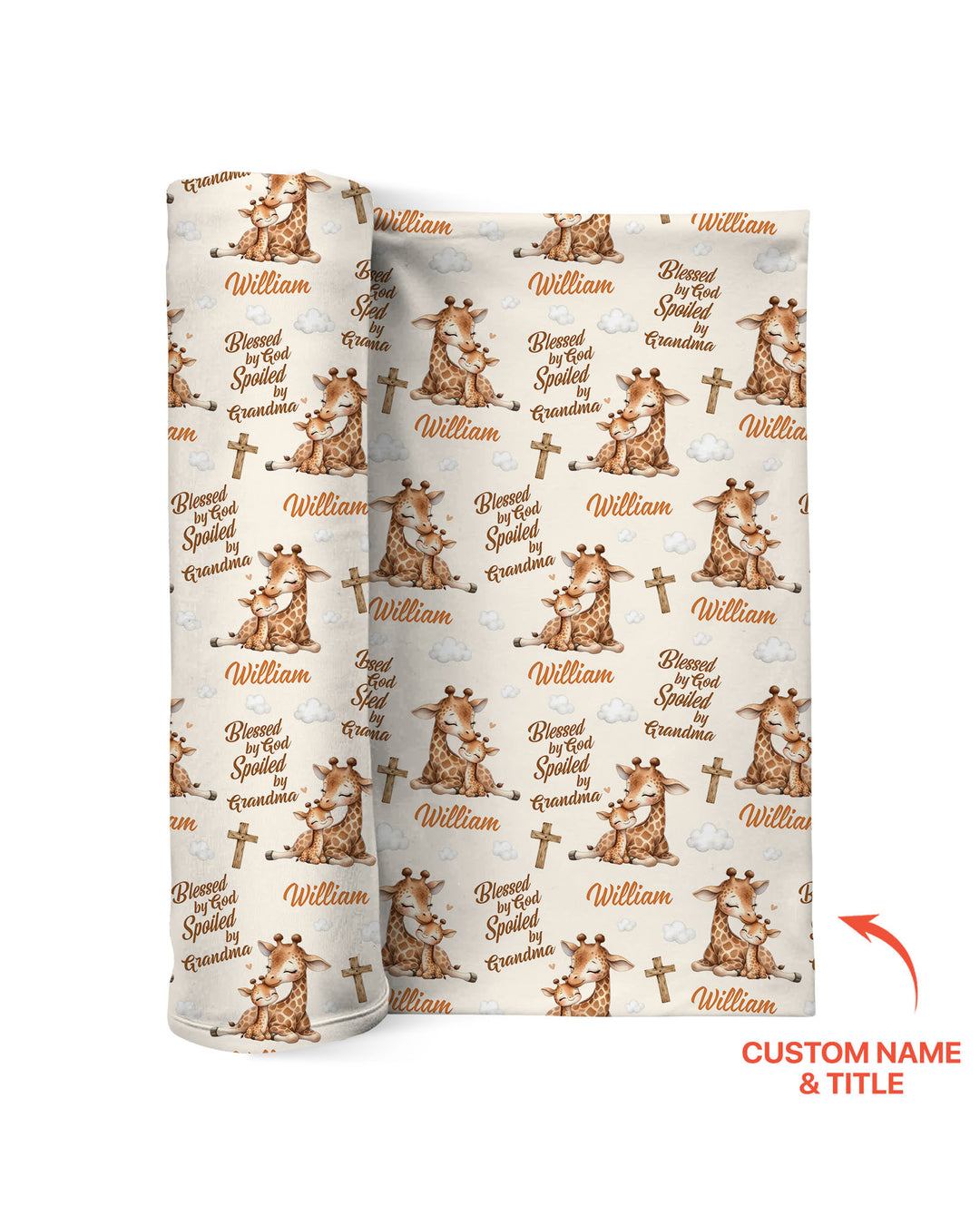 Custom Name Blessed By God Spoiled By Grandma Swaddle Blanket