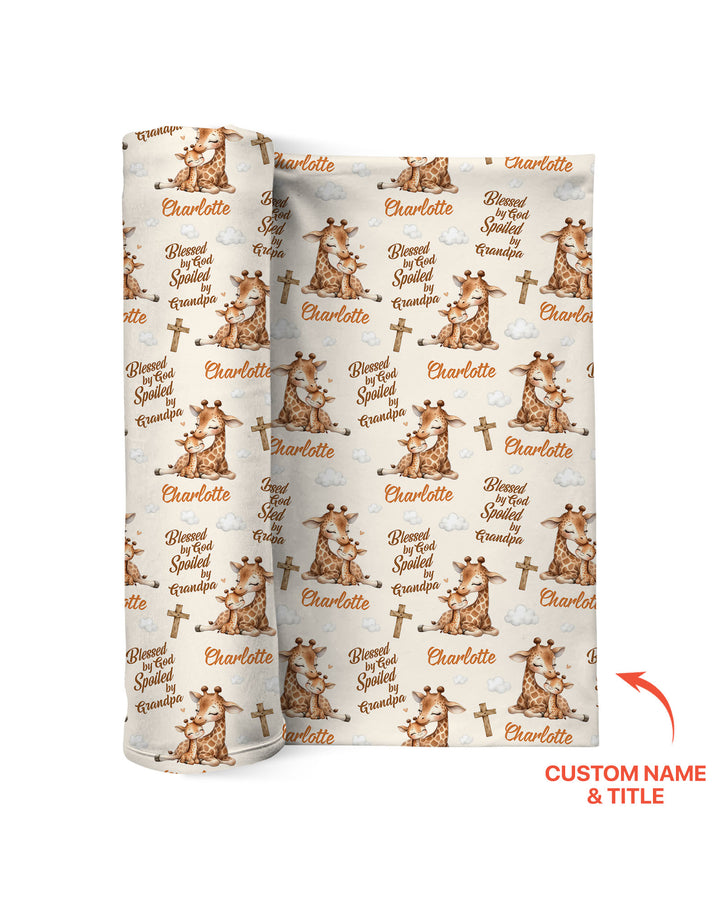 Custom Name Blessed By God Spoiled By Grandma Swaddle Blanket