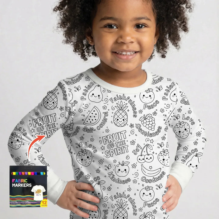 Conjunto de pijama de manga larga de dos piezas de bambú All Colorable Fruit of the Spirit