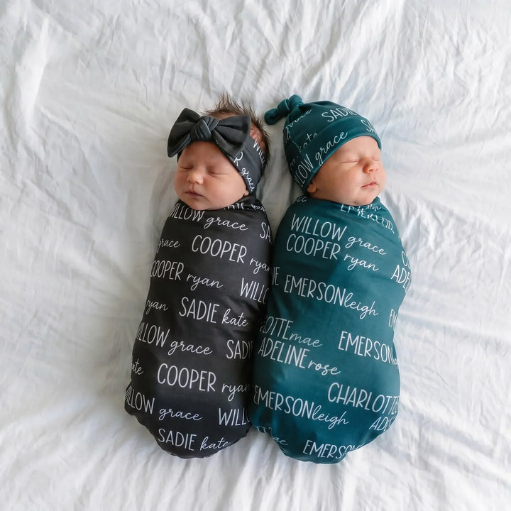 Personalized Neutrals Baby Name Bamboo Swaddle Blanket Font Duo