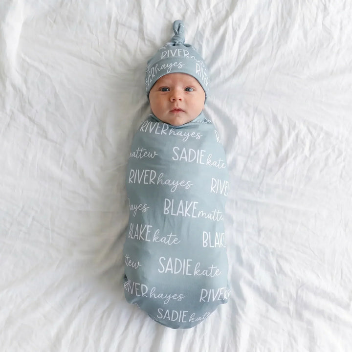 Personalized Neutrals Baby Name Bamboo Swaddle Blanket Font Duo