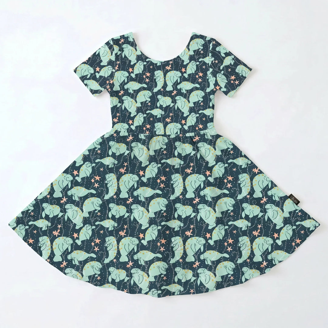 Moonlight Manatee Swim Bamboo Twirl Dress