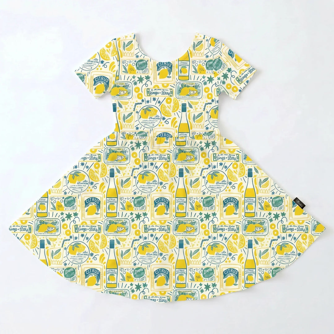 Retro Lemon Market Bamboo Twirl Dress