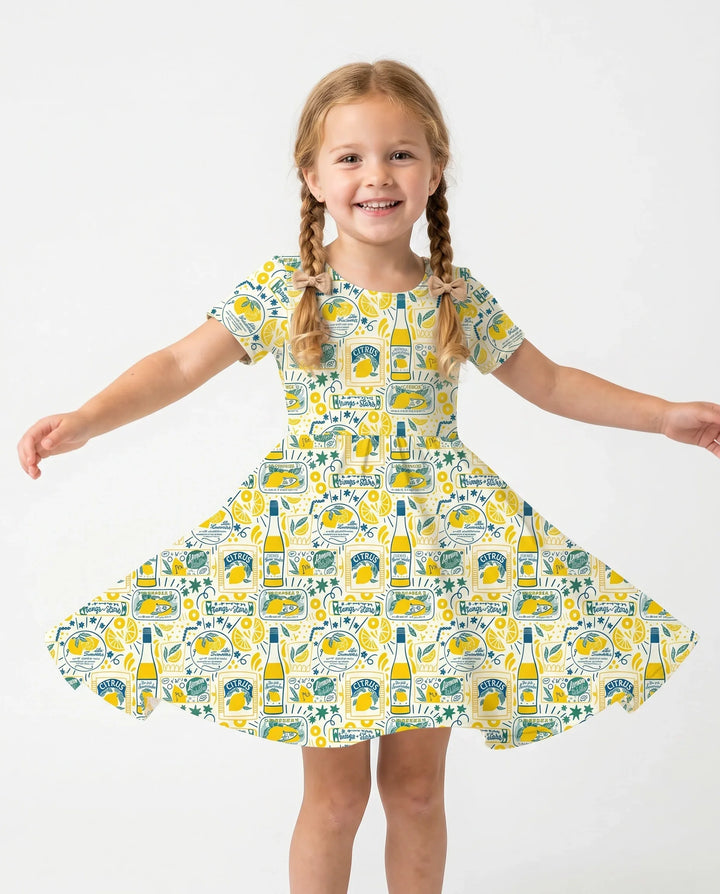 Retro Lemon Market Bamboo Twirl Dress