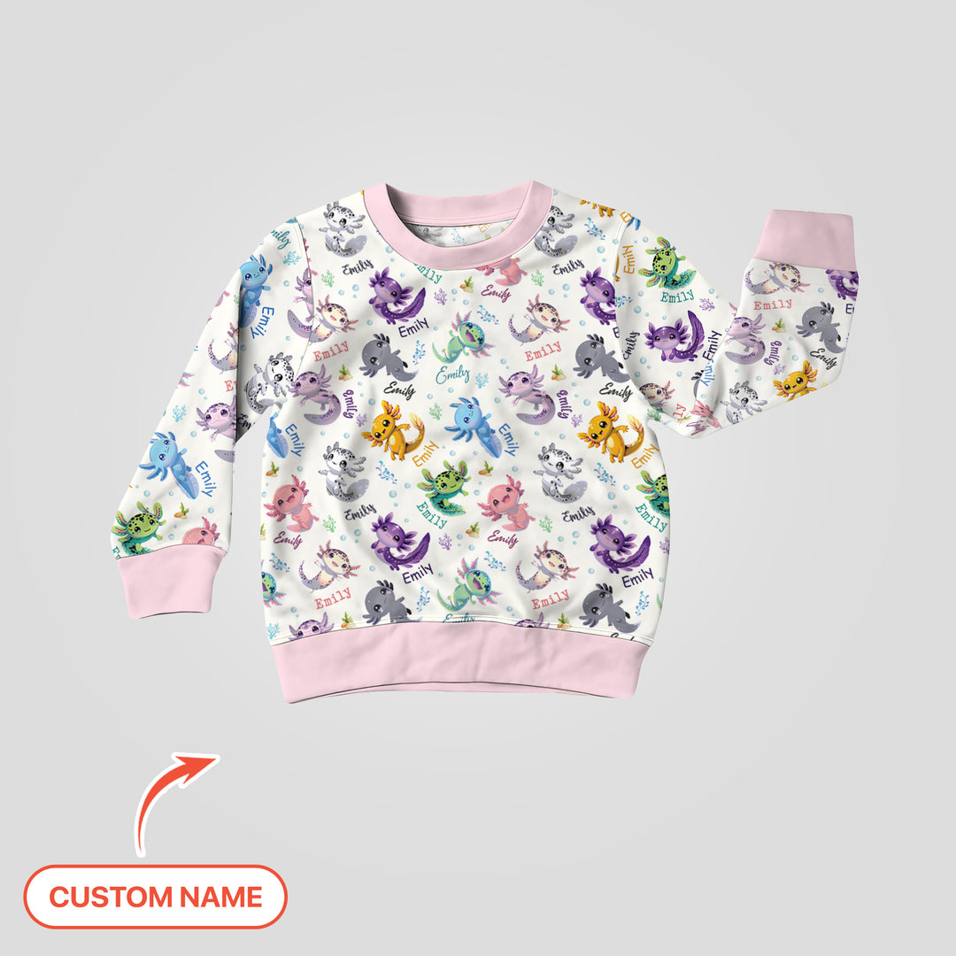 I Love You Axolotl Custom Name Crewneck Sweatshirt