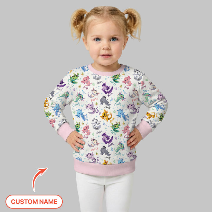 I Love You Axolotl Custom Name Crewneck Sweatshirt
