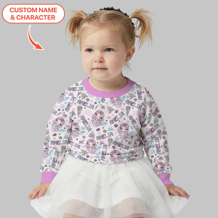 Custom Name Doodle Little Mermaid Crewneck Sweatshirt
