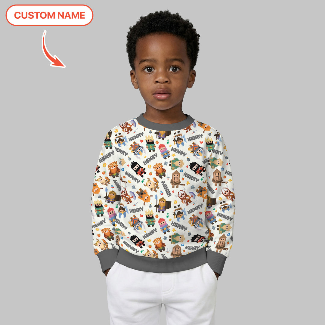 Blocky Buddy Squad Custom Name Crewneck Sweatshirt