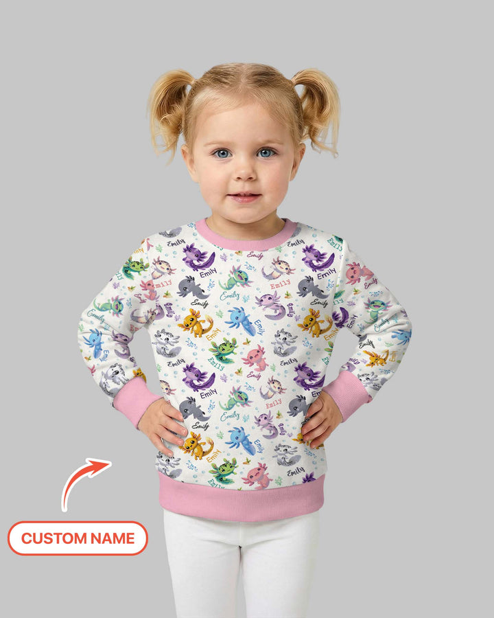I Love You Axolotl Custom Name Crewneck Sweatshirt