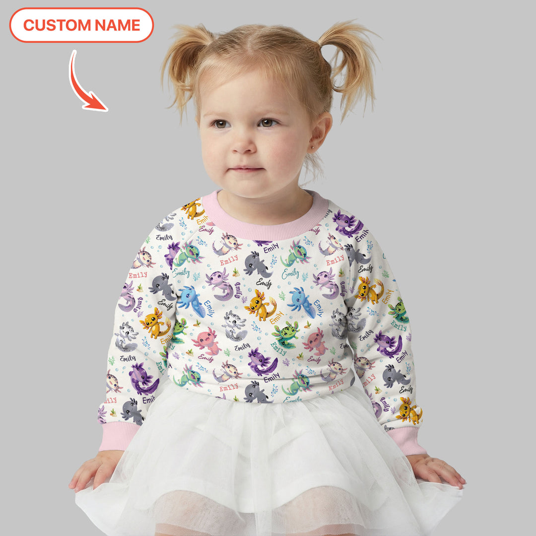 I Love You Axolotl Custom Name Crewneck Sweatshirt