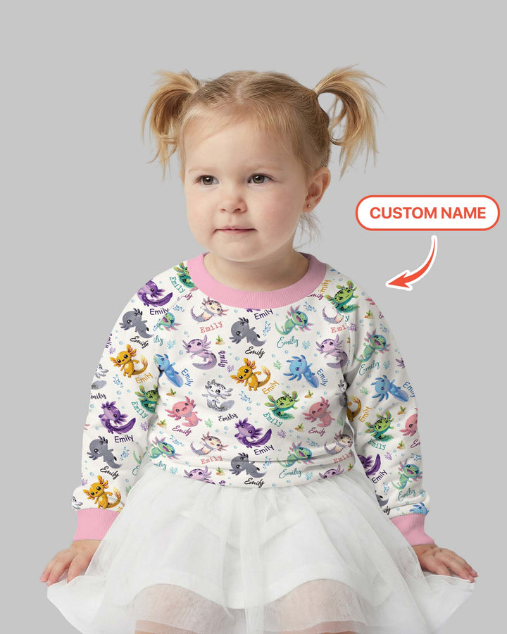 I Love You Axolotl Custom Name Crewneck Sweatshirt