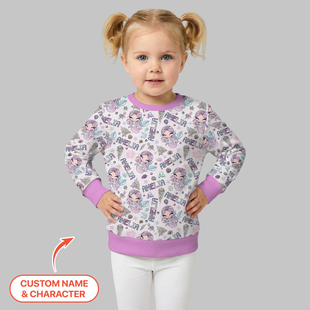 Custom Name Doodle Little Mermaid Crewneck Sweatshirt