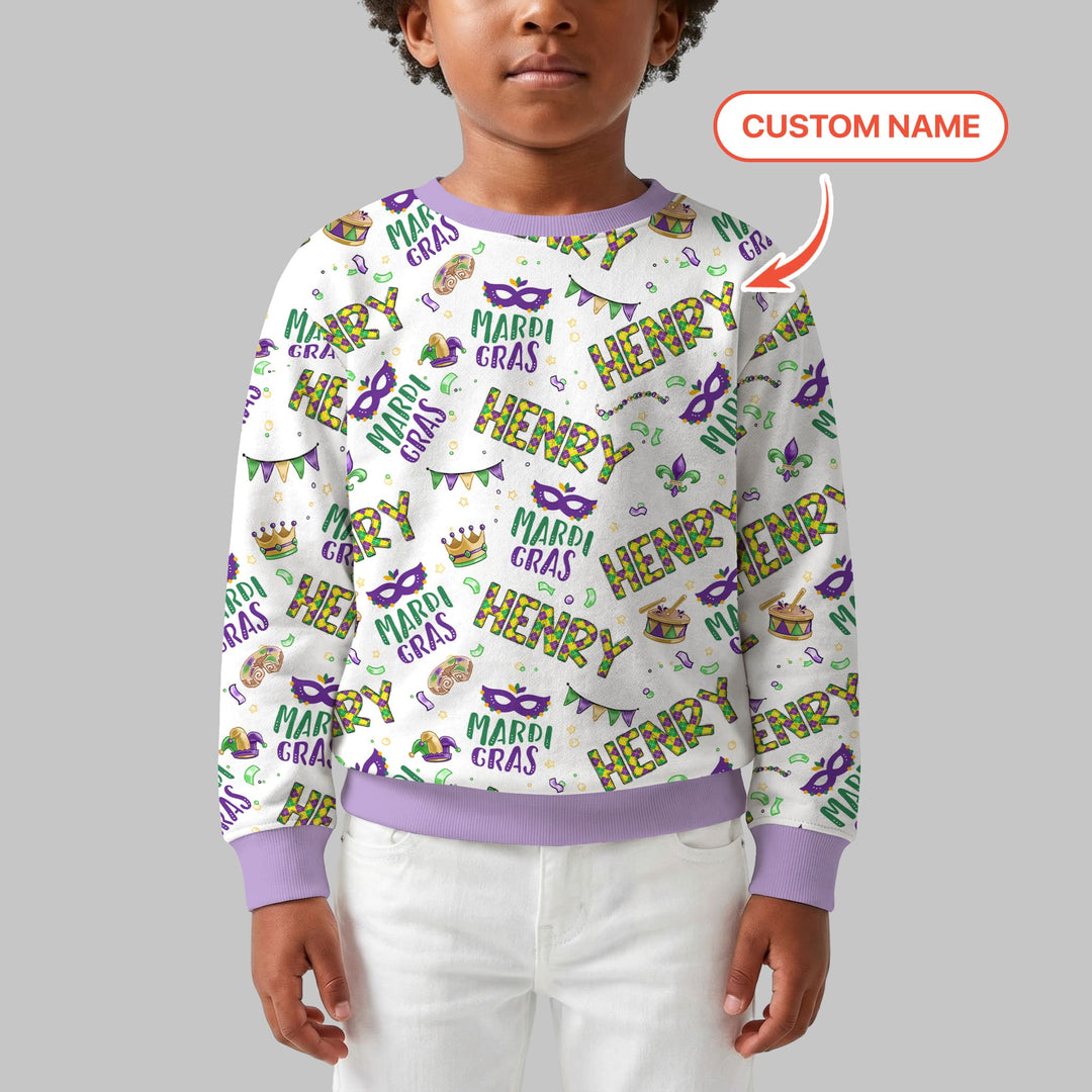Custom Name Make your own Mardi Gras Crewneck Sweatshirt