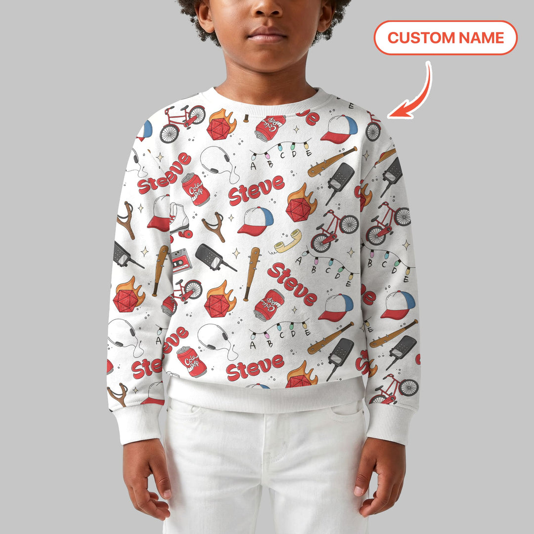 Custom Name Kids Adventure Crewneck Sweatshirt