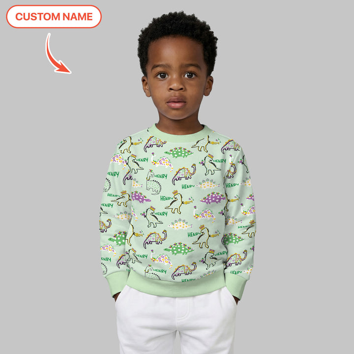 Custom Name Mardi Gras Saurus Crewneck Sweatshirt