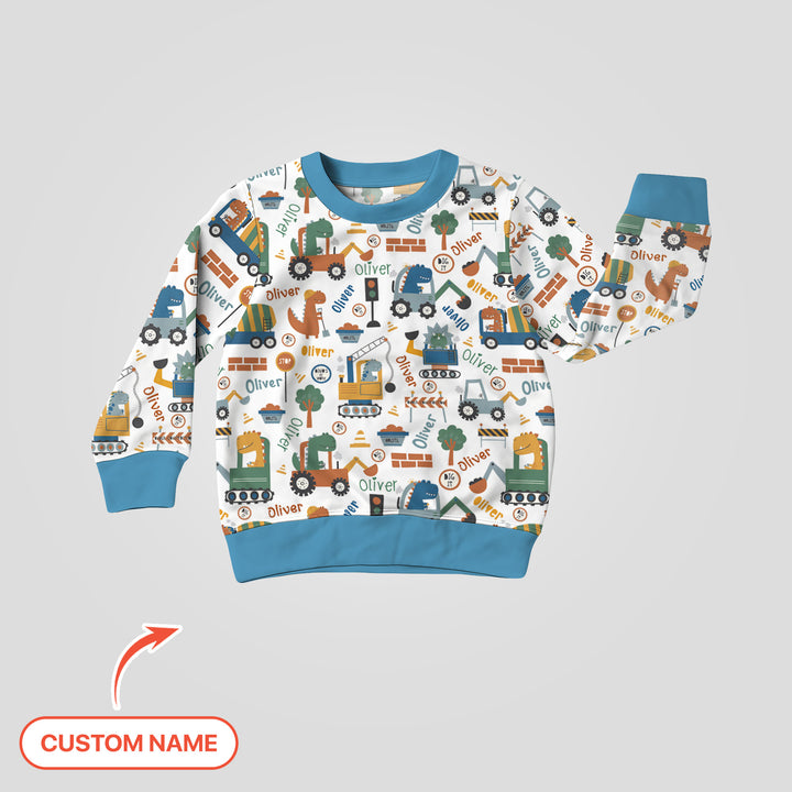 Custom Name Dino Diggers Crewneck Sweatshirt