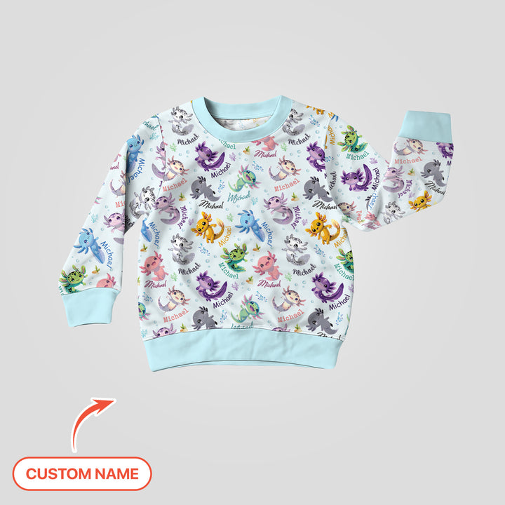 I Love You Axolotl Custom Name Crewneck Sweatshirt