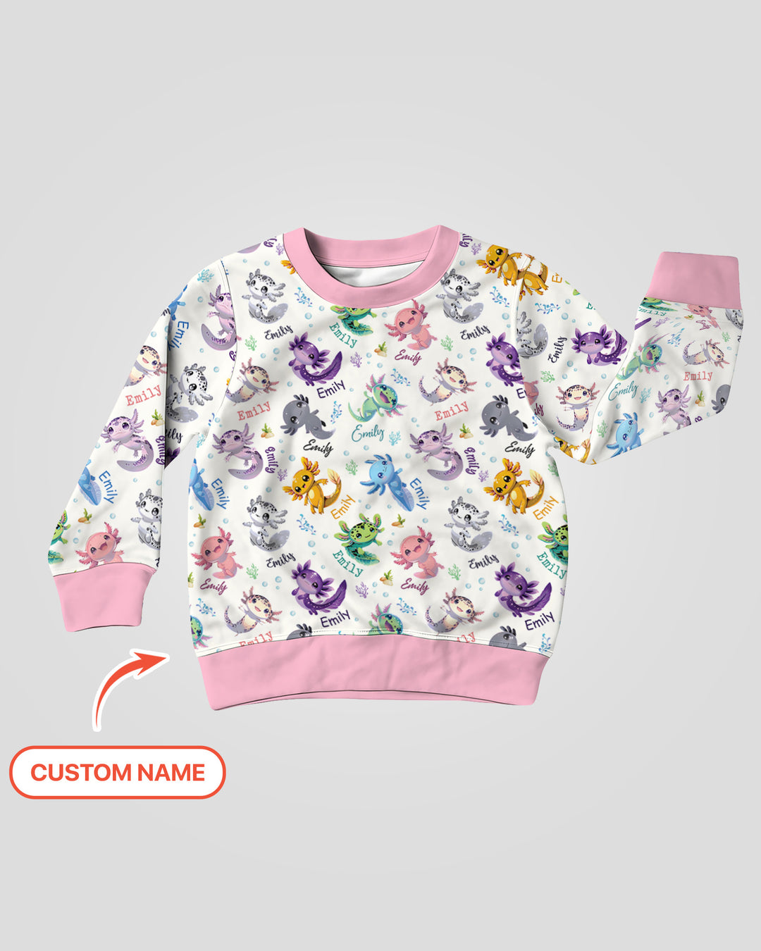 I Love You Axolotl Custom Name Crewneck Sweatshirt