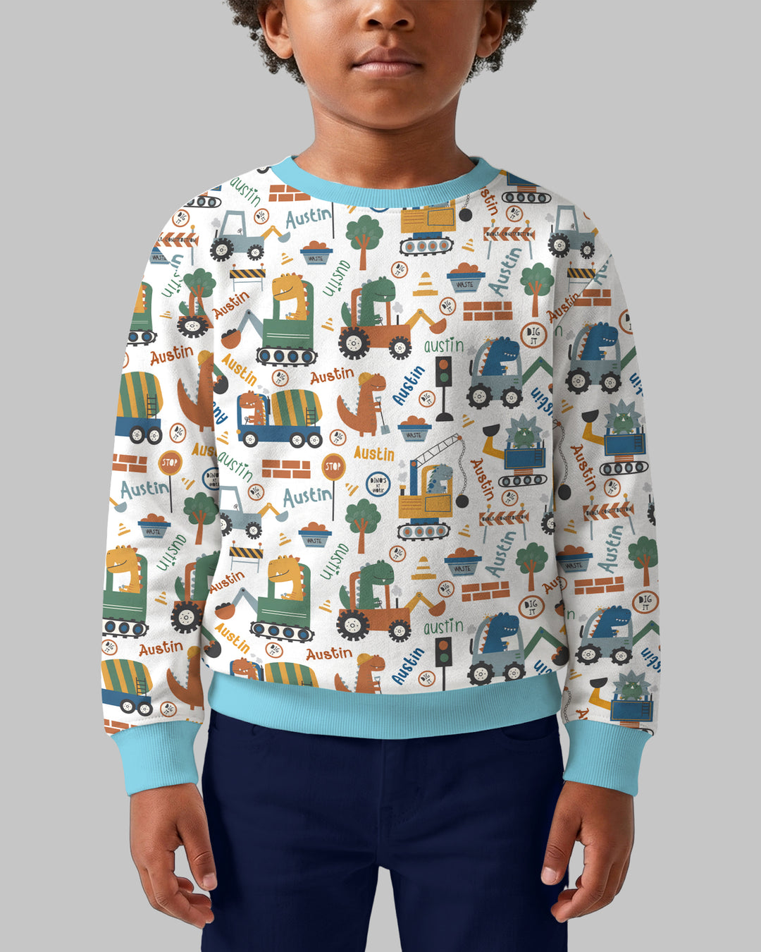 Custom Name Dino Diggers Crewneck Sweatshirt