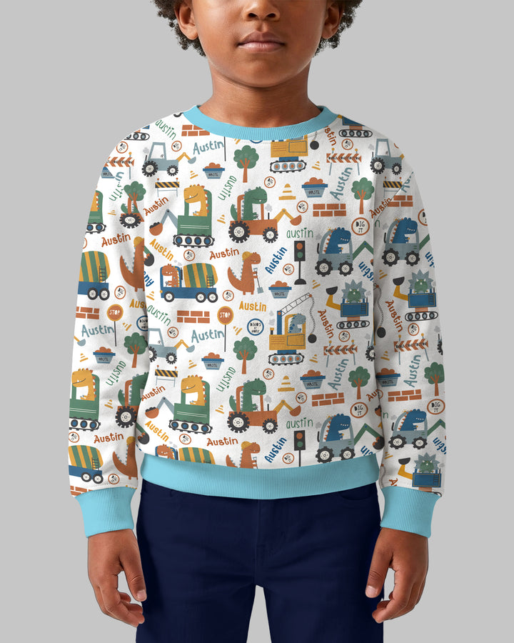 Custom Name Dino Diggers Crewneck Sweatshirt