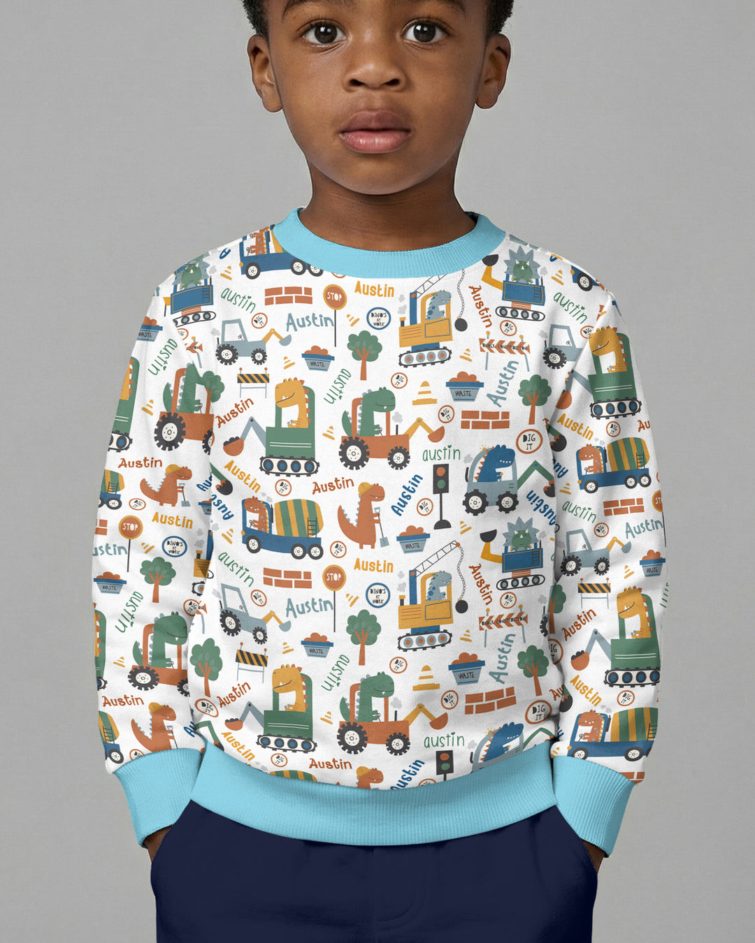 Custom Name Dino Diggers Crewneck Sweatshirt