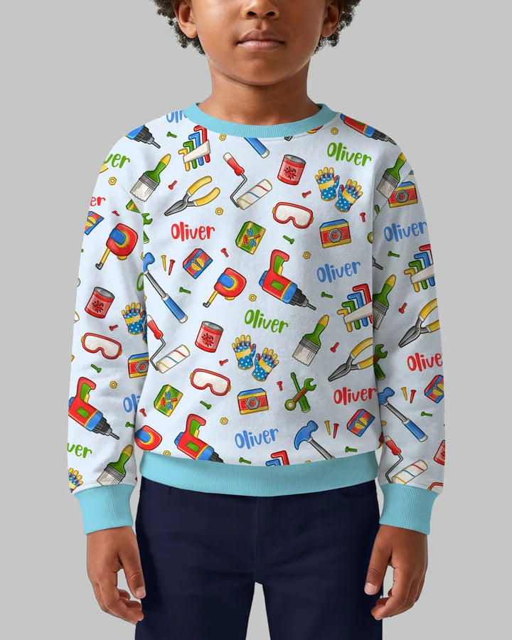 Custom Name Dad & Me Fixer Crew Bamboo Crewneck Sweatshirt