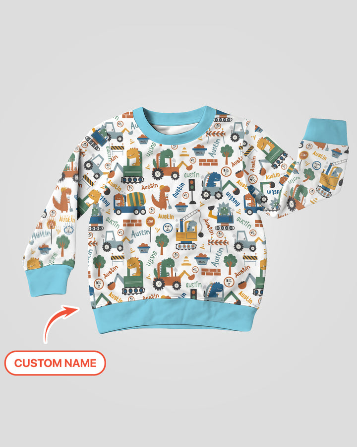 Custom Name Dino Diggers Crewneck Sweatshirt