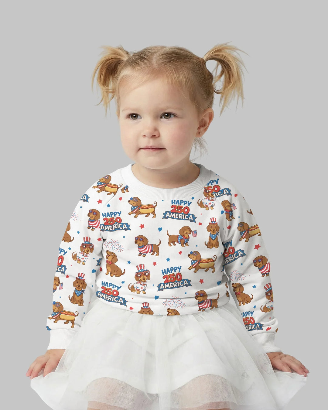 Rot, Weiß & Wiener-Hund Bambus Rundhals-Sweatshirt