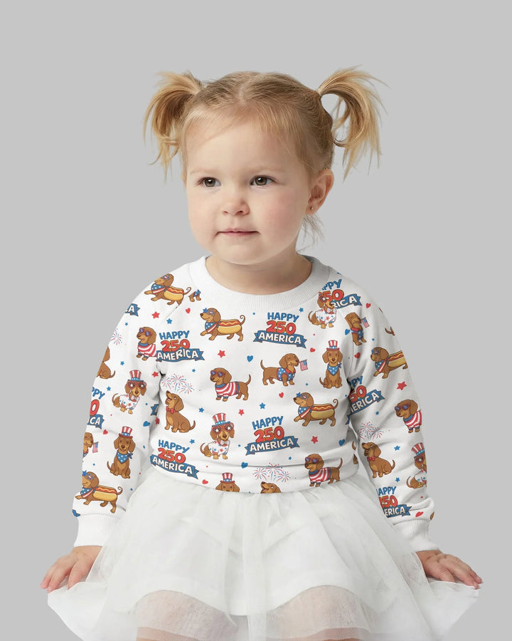 Rot, Weiß & Wiener-Hund Bambus Rundhals-Sweatshirt