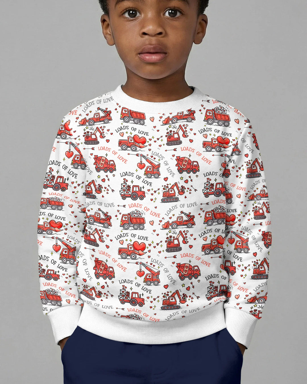 Construction Trucks Loads of Love Crewneck Sweatshirt