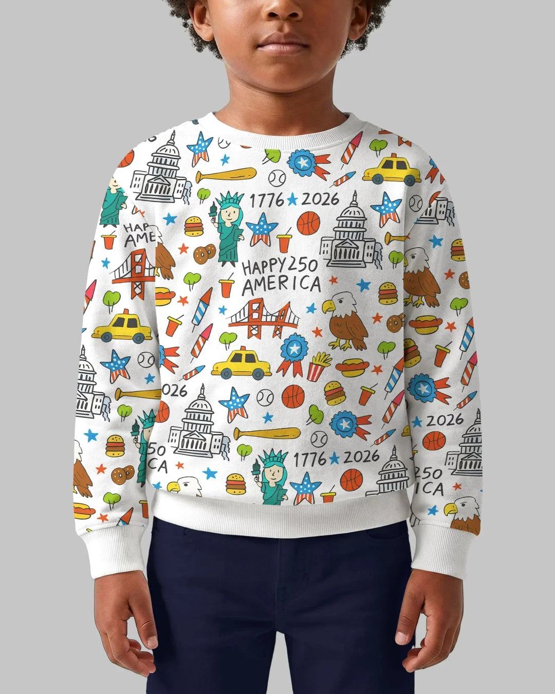 Happy 250 America 7626 Bamboo Crewneck Sweatshirt