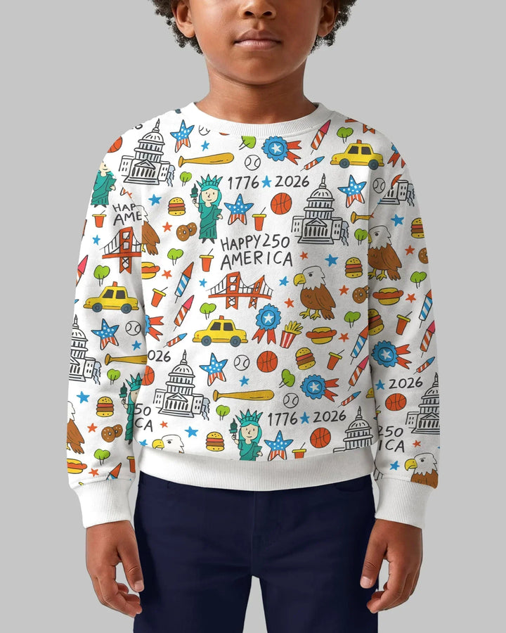 Happy 250 America 7626 Bamboo Crewneck Sweatshirt