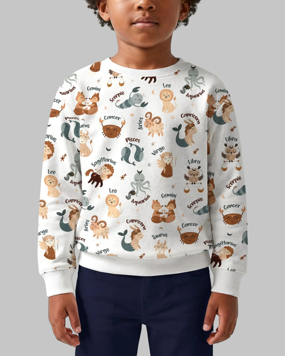 Cute Kids Horoscope Bamboo Crewneck Sweatshirt