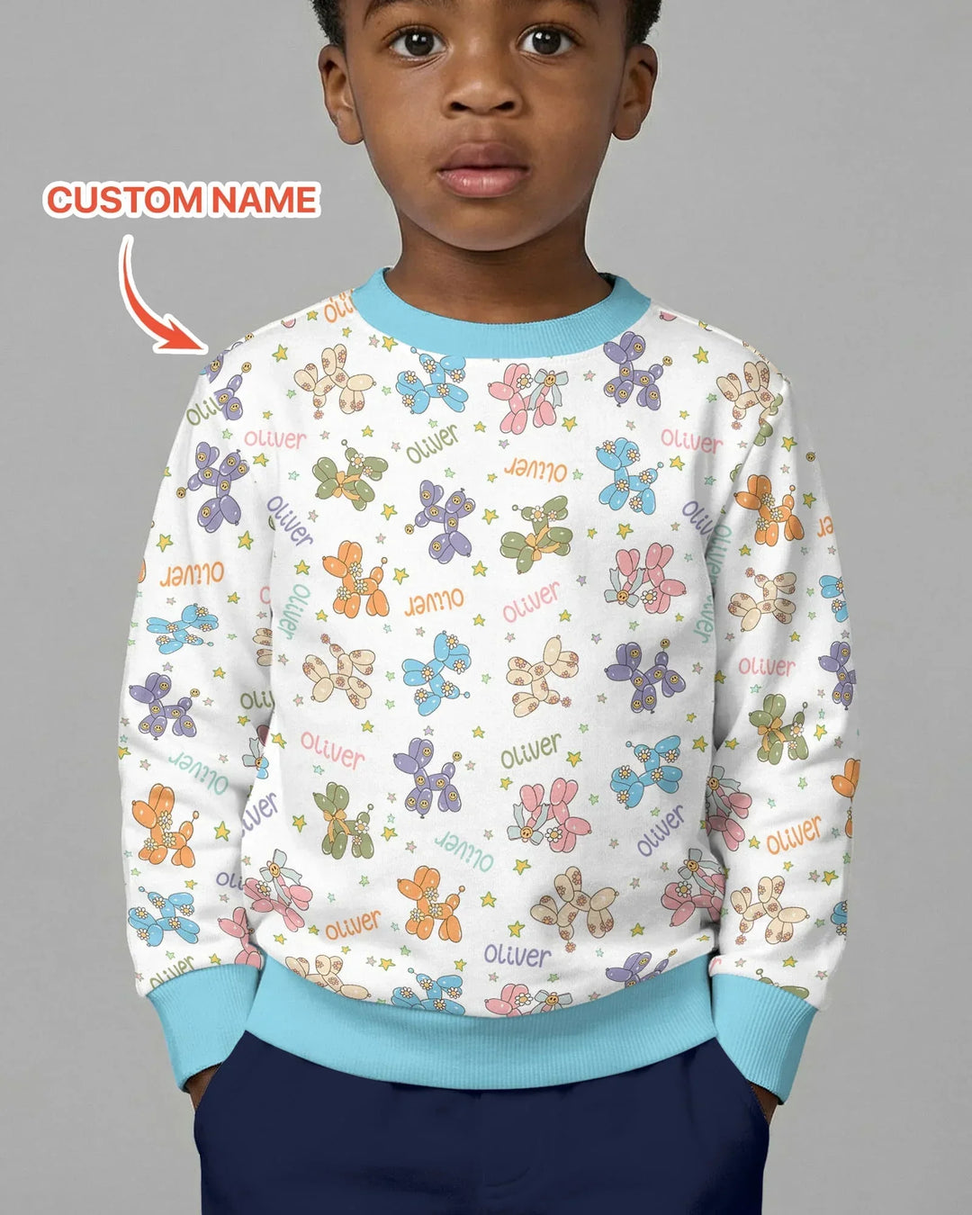Custom Name Balloon Dog Crewneck Sweatshirt