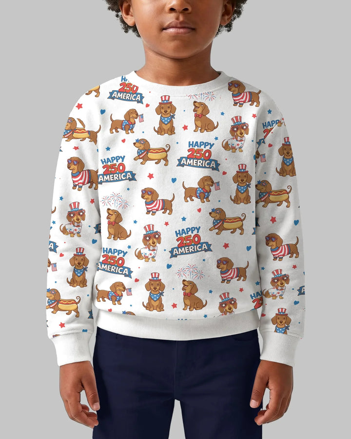 Rot, Weiß & Wiener-Hund Bambus Rundhals-Sweatshirt