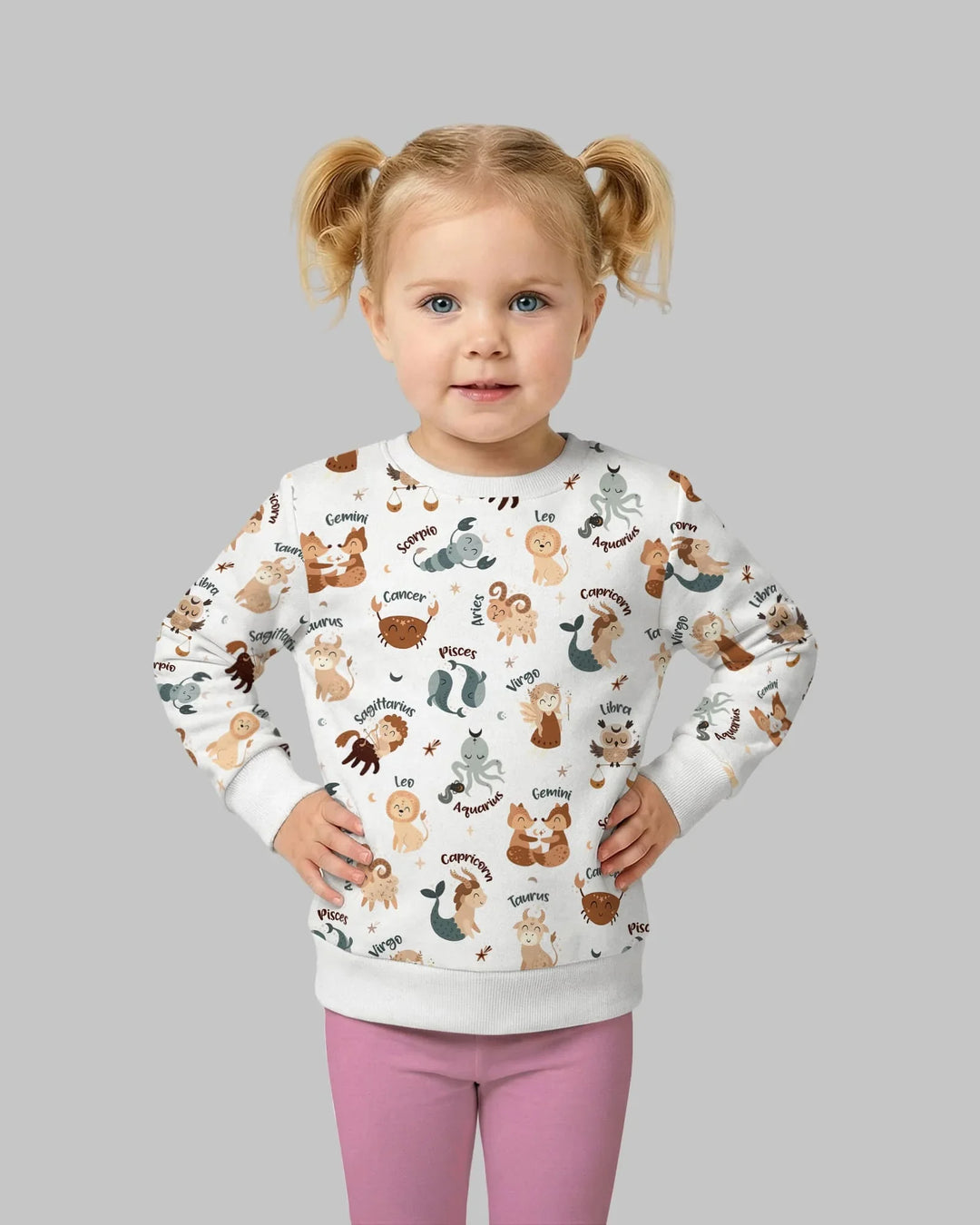 Cute Kids Horoscope Bamboo Crewneck Sweatshirt