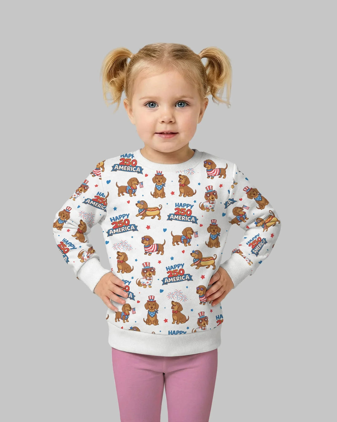 Rot, Weiß & Wiener-Hund Bambus Rundhals-Sweatshirt