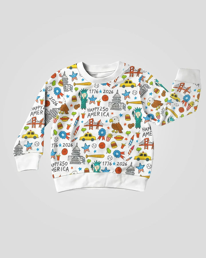 Happy 250 America 7626 Bamboo Crewneck Sweatshirt