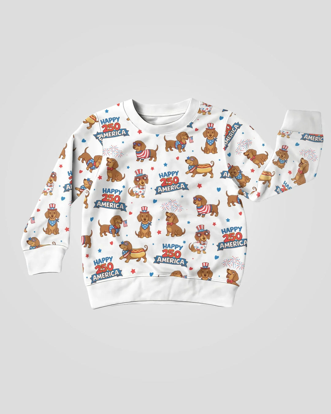 Rot, Weiß & Wiener-Hund Bambus Rundhals-Sweatshirt