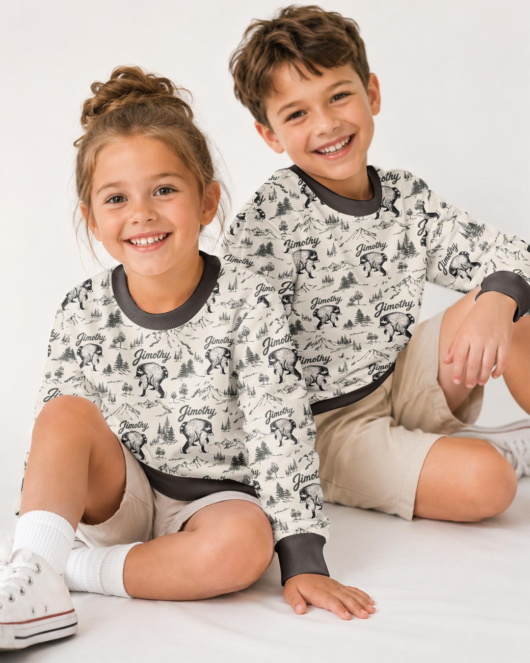 Vintage Jimothy Racoon Family Matching Bamboo Crewneck Sweatshirt