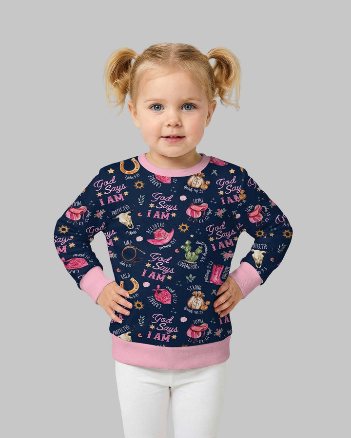 God Says I Am Western Faith Bamboo Crewneck Sweatshirt