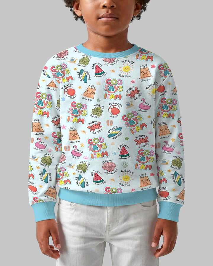 Ocean Breeze, God Says I Am  Bamboo Crewneck Sweatshirt