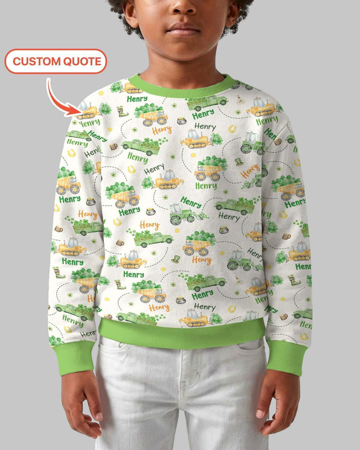 Construction St. Patrick's Day Custom Name Crewneck Sweatshirt