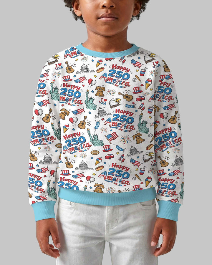Happy 250 America I love USA Bamboo Crewneck Sweatshirt