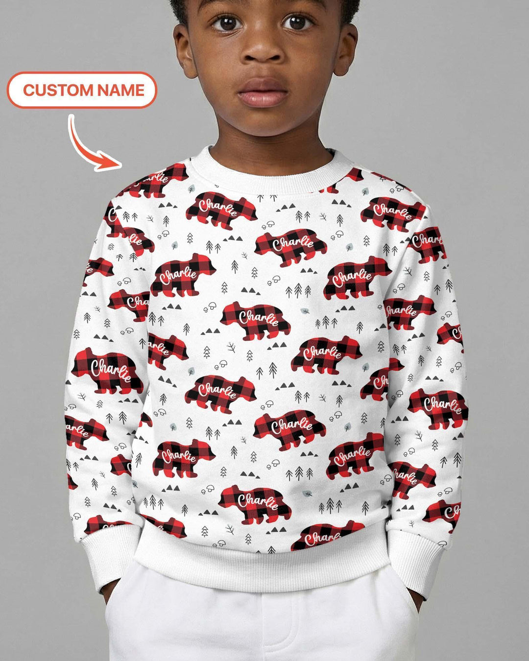 Custom Name Family Bear Matching Bamboo Crewneck Sweatshirt