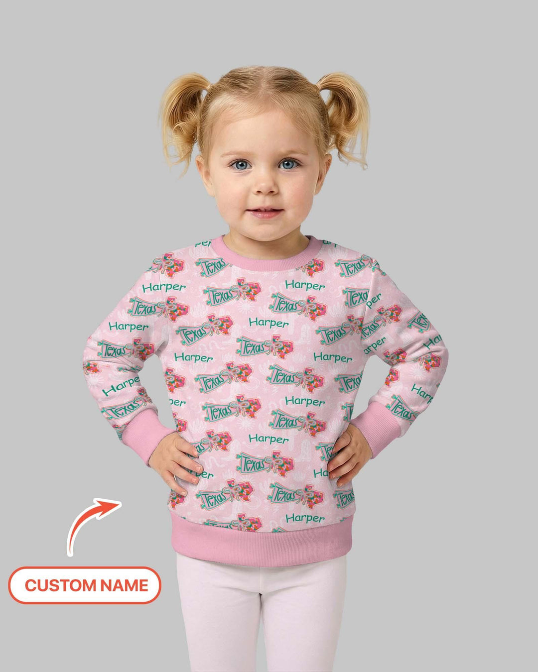 Custom Name Preppy Texas Charm Bamboo Crewneck Sweatshirt